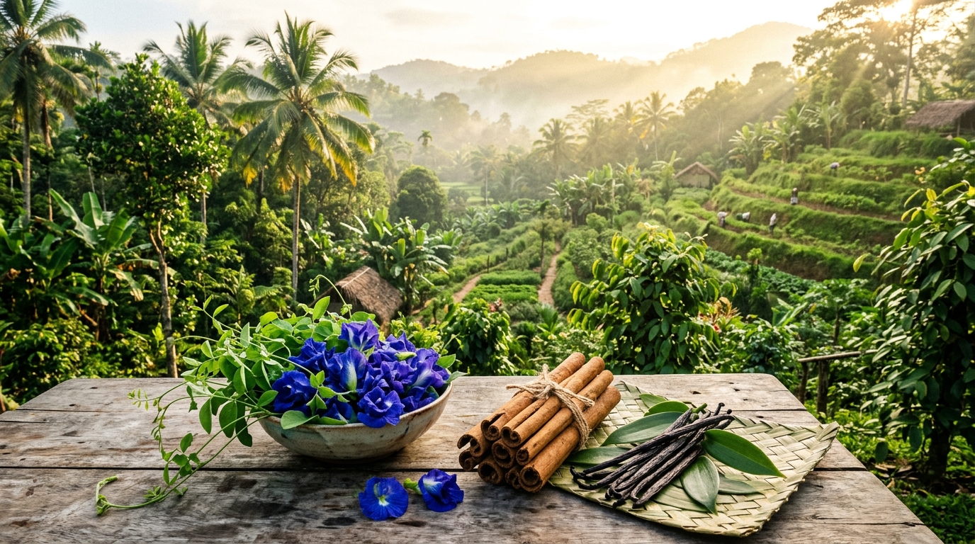 Lush botanical foliage in Sri Lanka